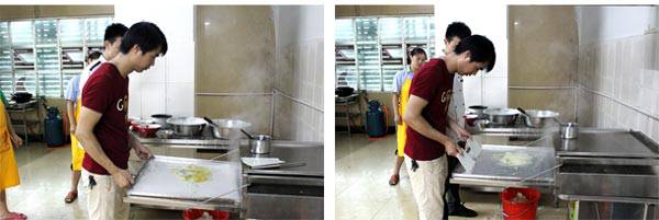 东莞塘厦石磨肠粉培训学员学习肠粉机的运用