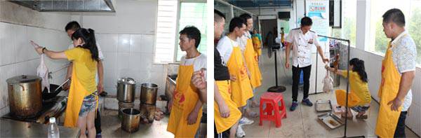 广式烧腊学员练习在鸭身涂刷酱料